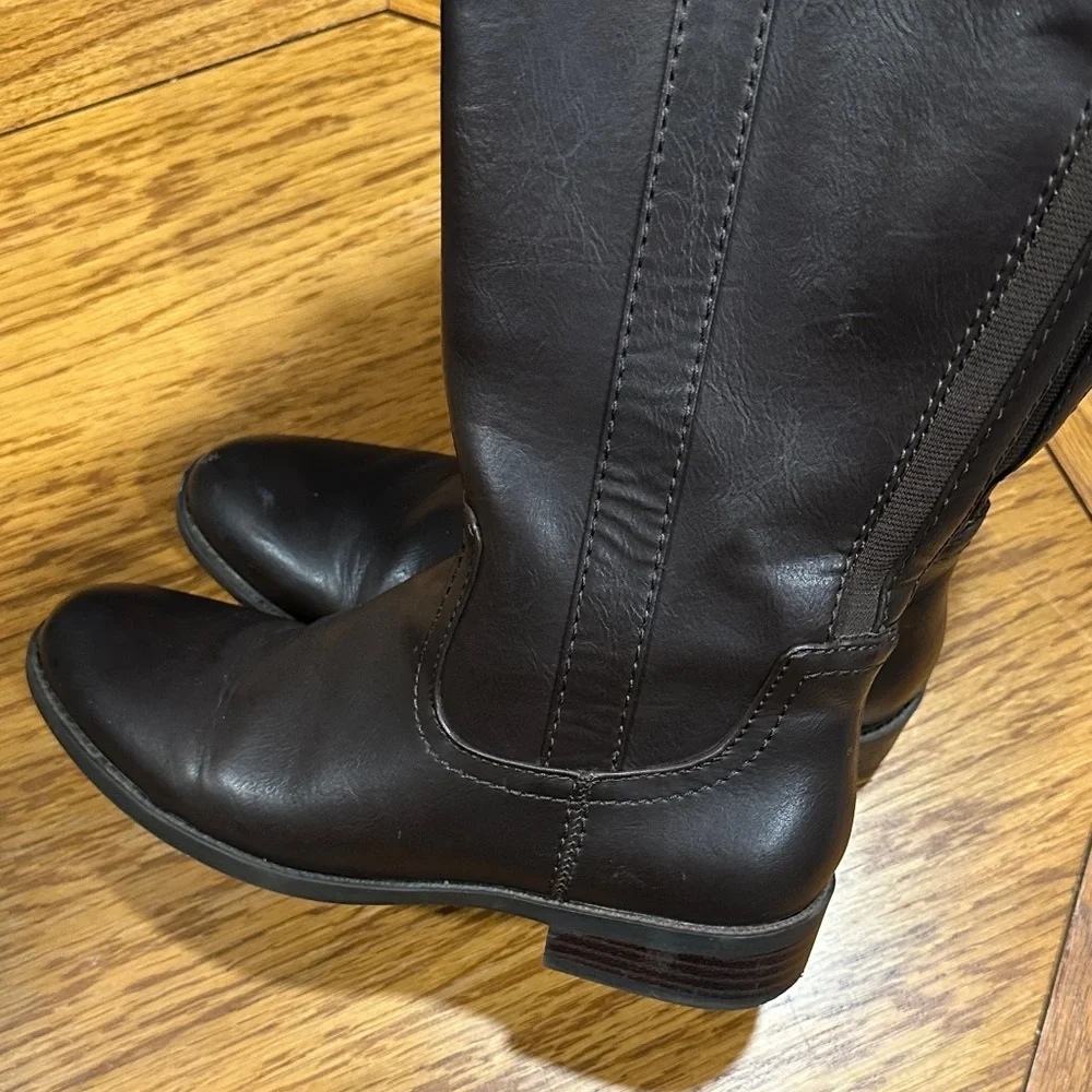 *TOMMY HILFIGER* Brown x Gold Knee-High Riding Boots Size 6.5